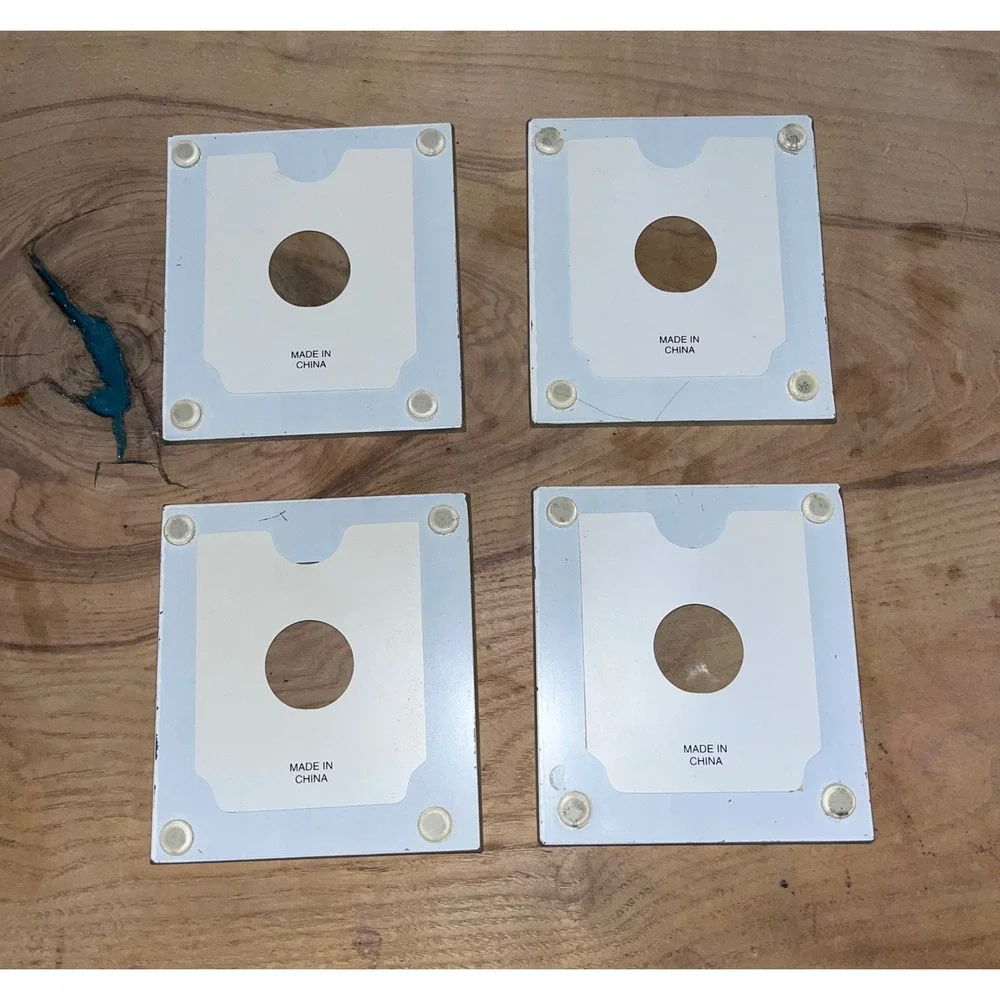Set of 4 Glass Photo Frame Coasters with Black Wood Holder Square